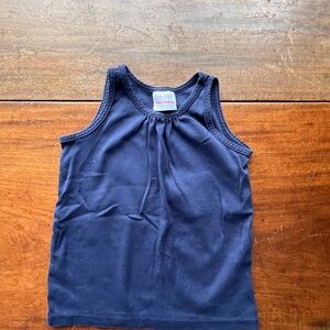 Hanna Andersson Navy Blue Girls Tank Top with Braided Trim